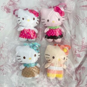Hello Kitty Plush Dangler Keychain Bundle of 4